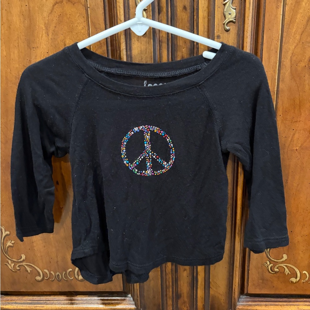 Rock Candy Black Multicolored Stones Peace Sign Shirt